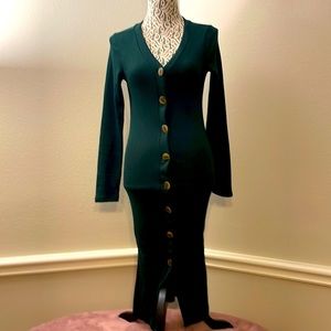 Gorgeous fall sweater dress style with large buttons